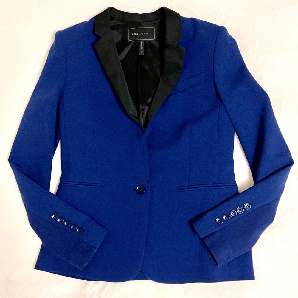 Blue black collard blazer